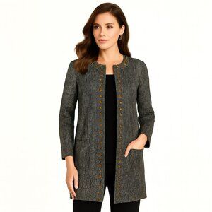 Chico’s Metallic Tweed Embellished Jacket Size 2 – Trendy, Stylish , Holiday